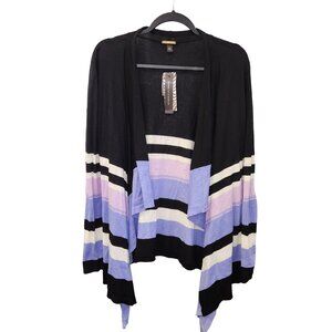 Dana Buchman Women's L Open Front Water Fall Striped Sweater New 2287